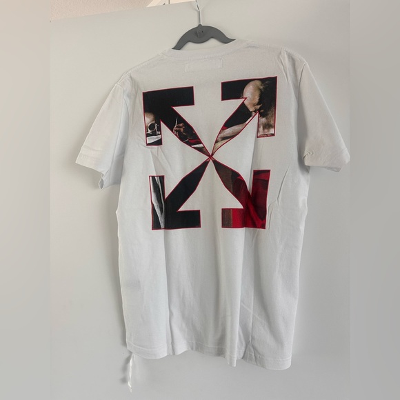 Off-White White T-Shirt with Red and Black Graphic - Picture 6 of 12